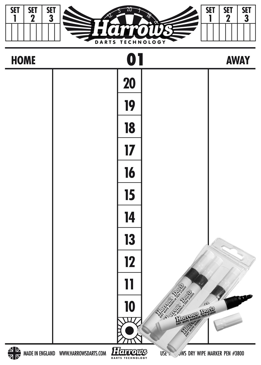 Dry Wipe Score Sheet With Markers